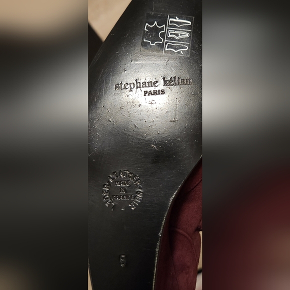 STEPHANE KELIAN PARIS Burgundy Suede Wedge Heeled Booties size 5 - Picture 7 of 10